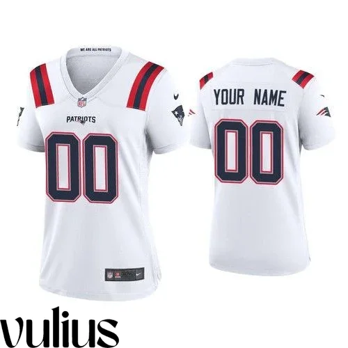 Customizable Patriots Jersey, White Woman's Jersey, 2020 Game Football Jersey -