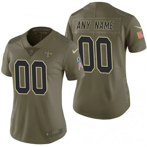 Saints Custom Jersey for Woman New Orleans Saints Olive 2017 Salute to Service Limited Customized Jersey -