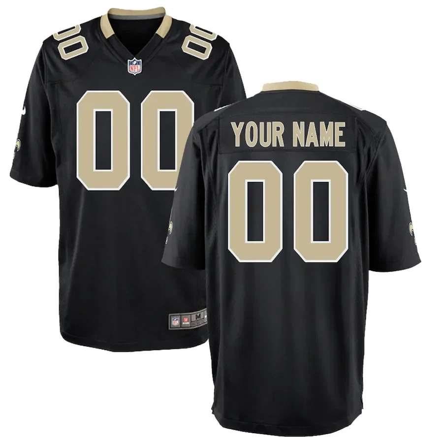 Saints Custom Jersey for Youth New Orleans Saints Home Custom Game Jersey - Black -