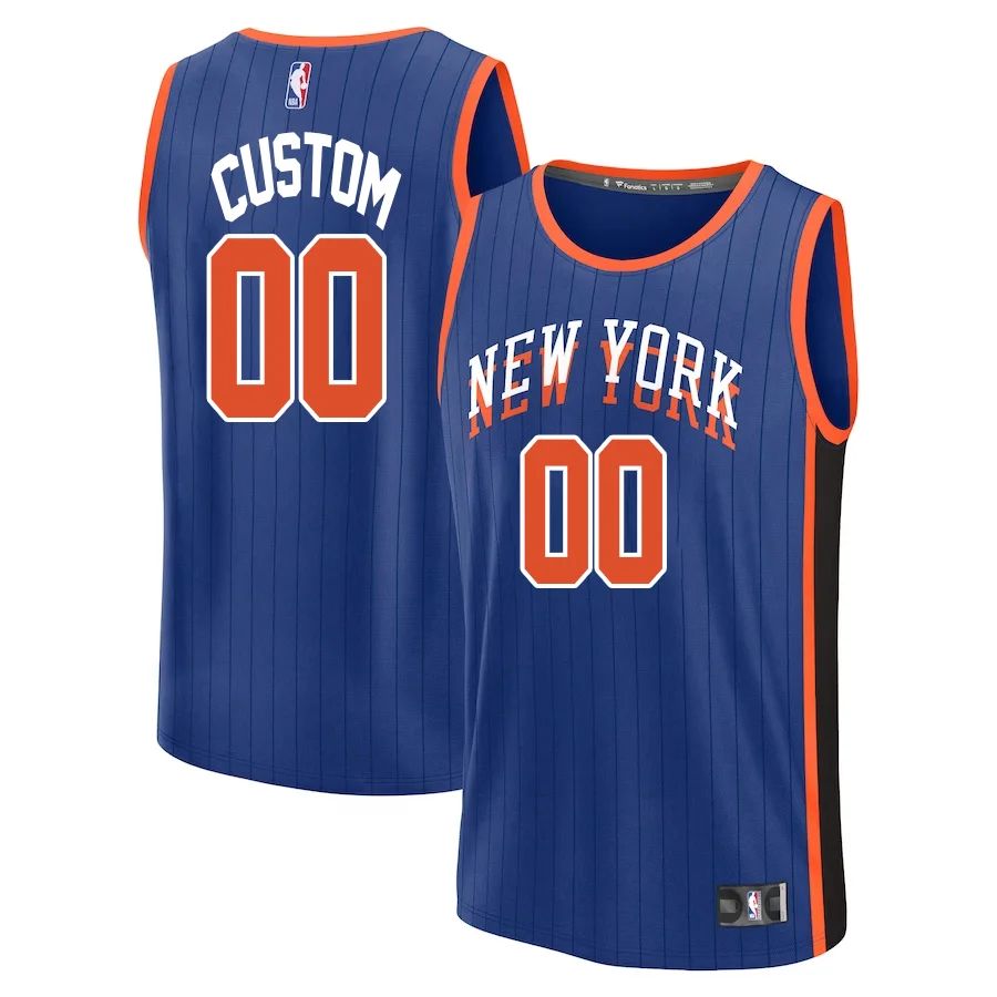 Custom New York Knicks Branded Unisex 2023-24 Fast Break Jersey - Blue - City Edition -
