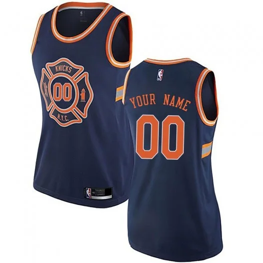 Woman's Custom New York Knicks Navy Blue Jersey - City Edition -