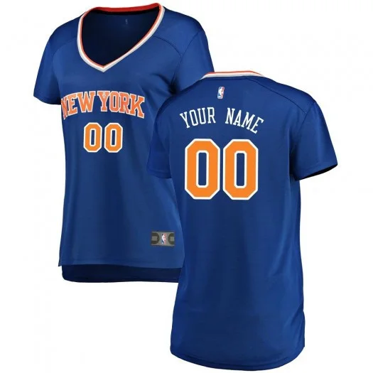 Woman's Custom New York Knicks Swingman Blue Fast Break Jersey - Icon Edition -