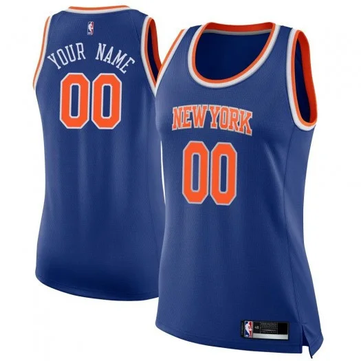 Woman's Custom New York Knicks Swingman Blue Jersey - Icon Edition -