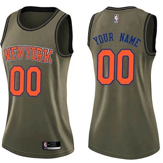 Woman's Custom New York Knicks Swingman Green Salute to Service Jersey -
