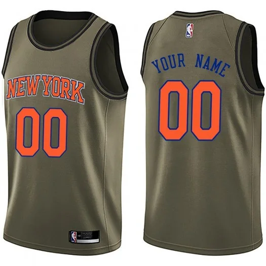 Youth's Custom New York Knicks Swingman Green Salute to Service Jersey -