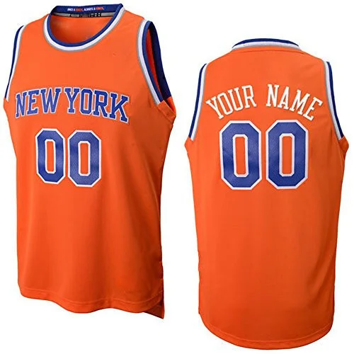 Youth's New York Knicks Orange Custom  Basketball Jersey