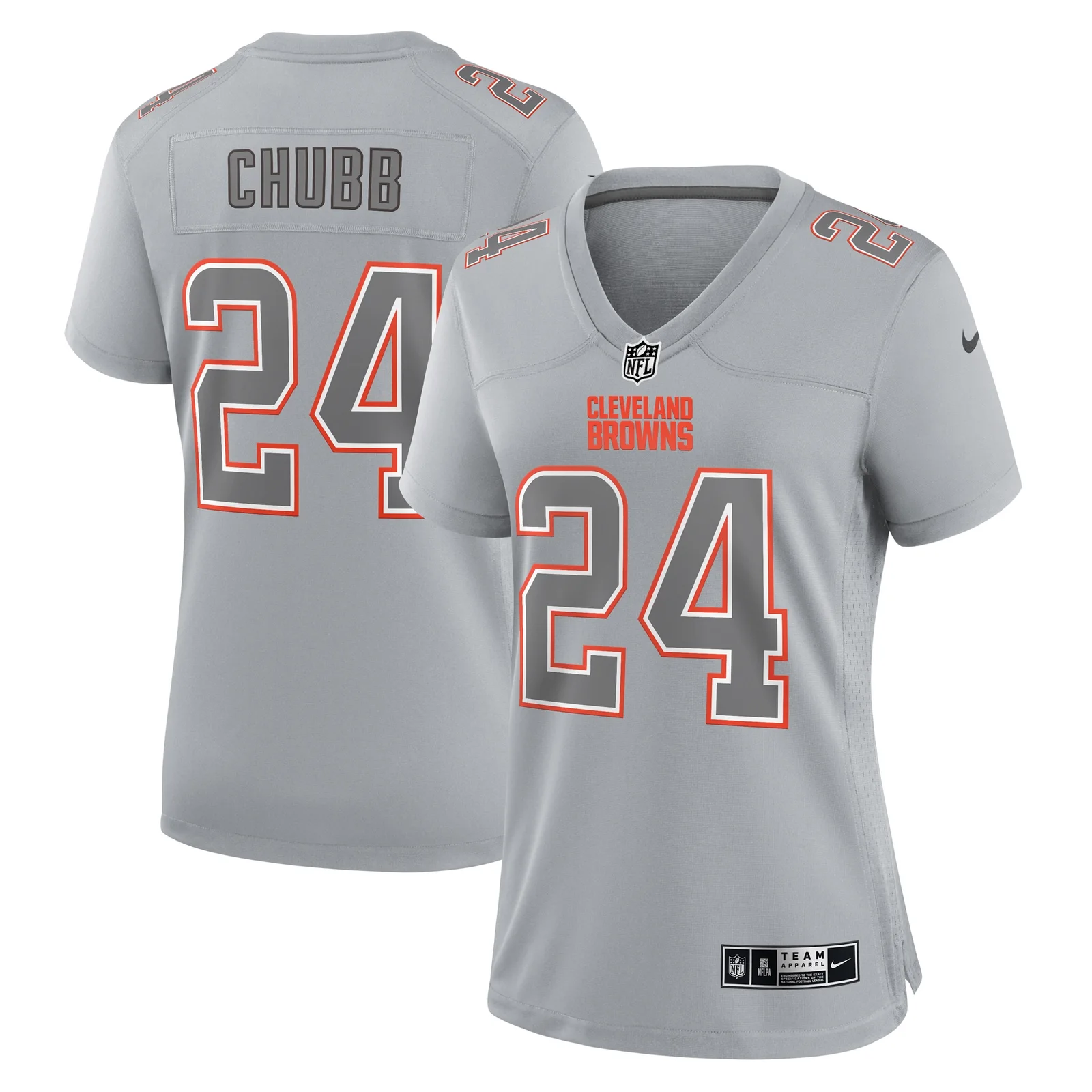 Nick Chubb Cleveland Browns Woman's Atmosphere Fashion Game Jersey - Gray -