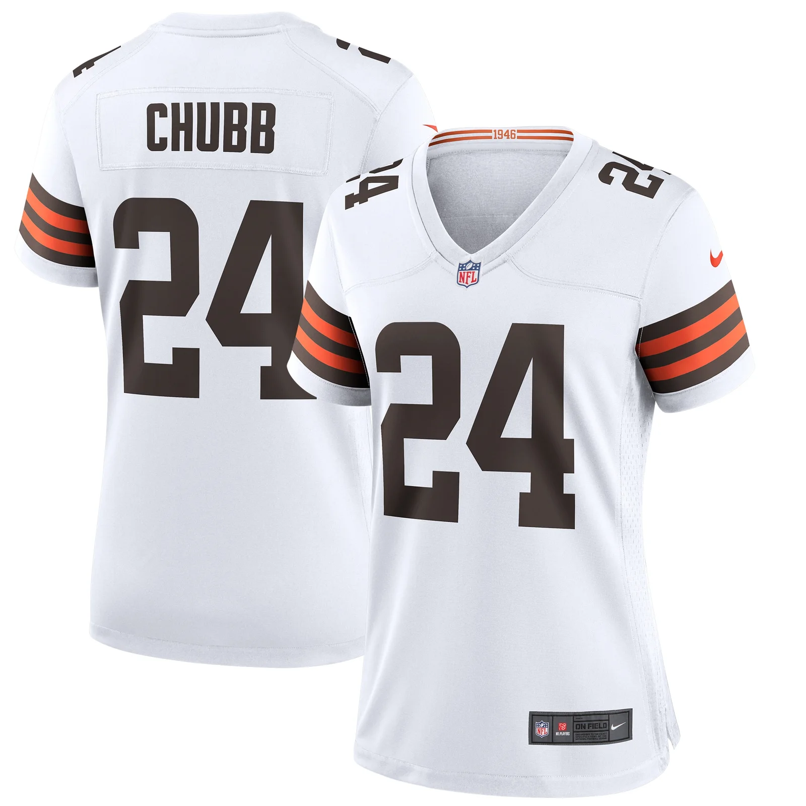 Nick Chubb Cleveland Browns Woman's Game Jersey - White -