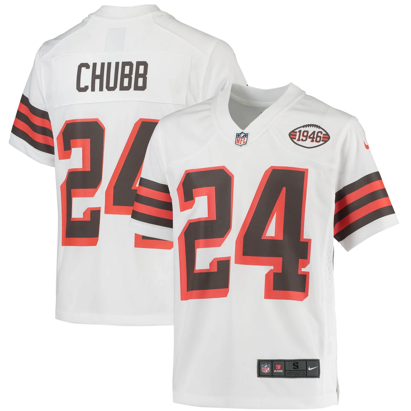 Nick Chubb Cleveland Browns Youth 1946 Collection Alternate Game Jersey - White -