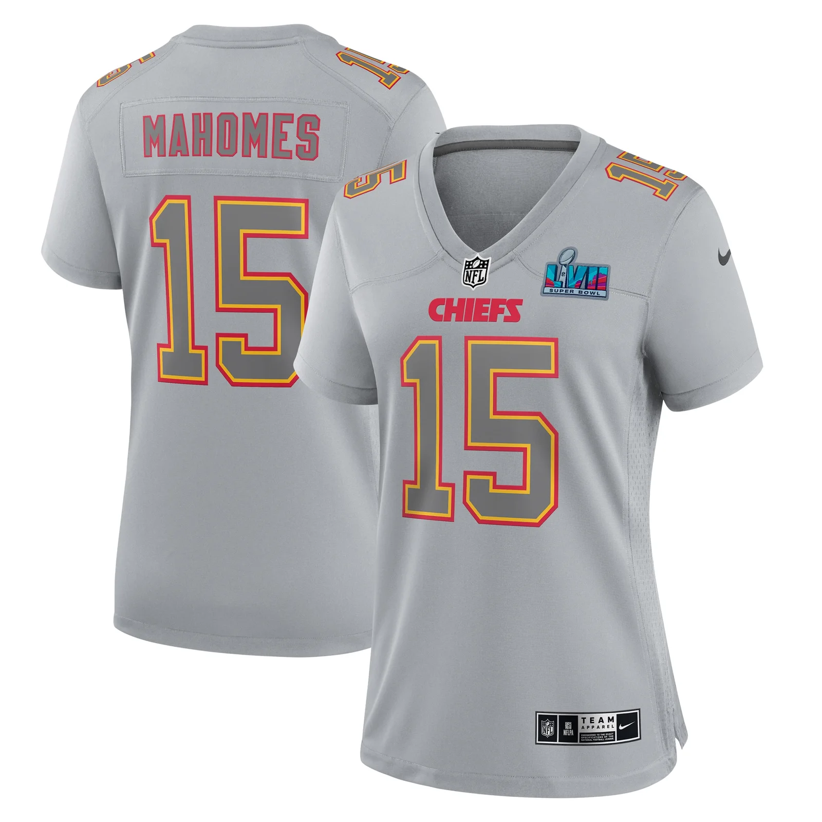 Patrick Mahomes Kansas City Chiefs Woman's Super Bowl LVII Patch Atmosphere Fashion Game Jersey - Gray -