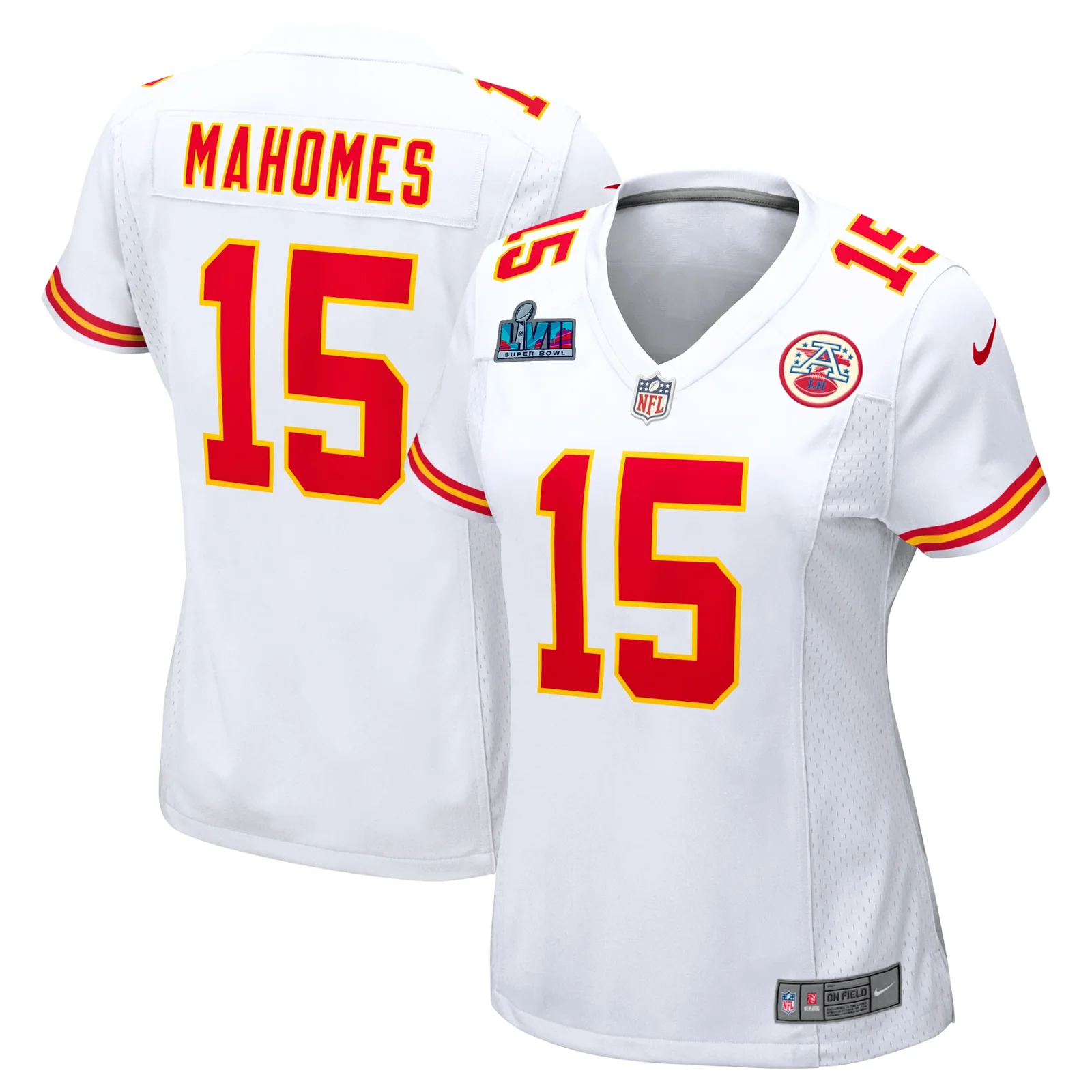 Patrick Mahomes Kansas City Chiefs Woman's Super Bowl LVII Patch Away Game Jersey - White -