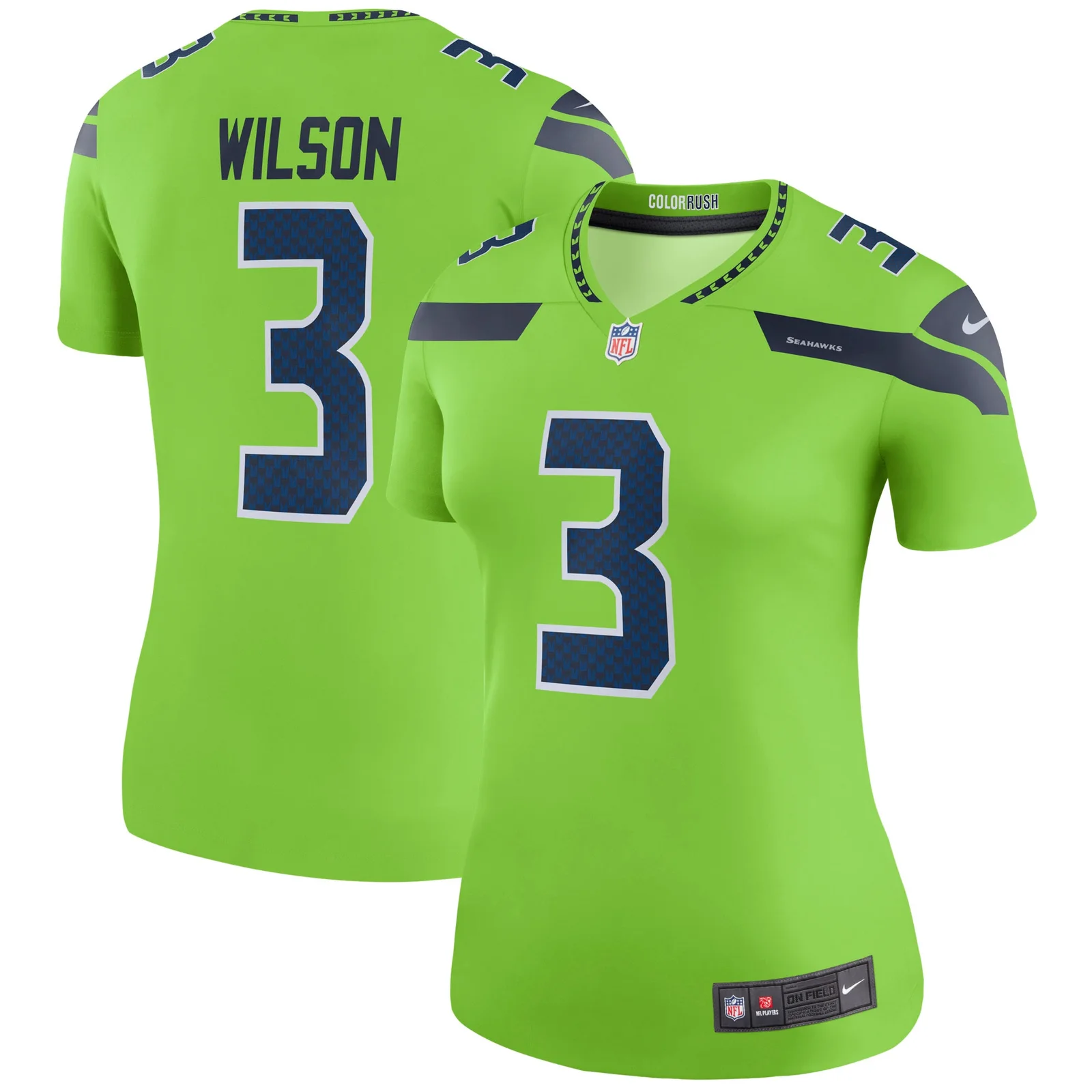 Russell Wilson Seattle Seahawks Woman's Color Rush Legend Jersey - Neon Green -