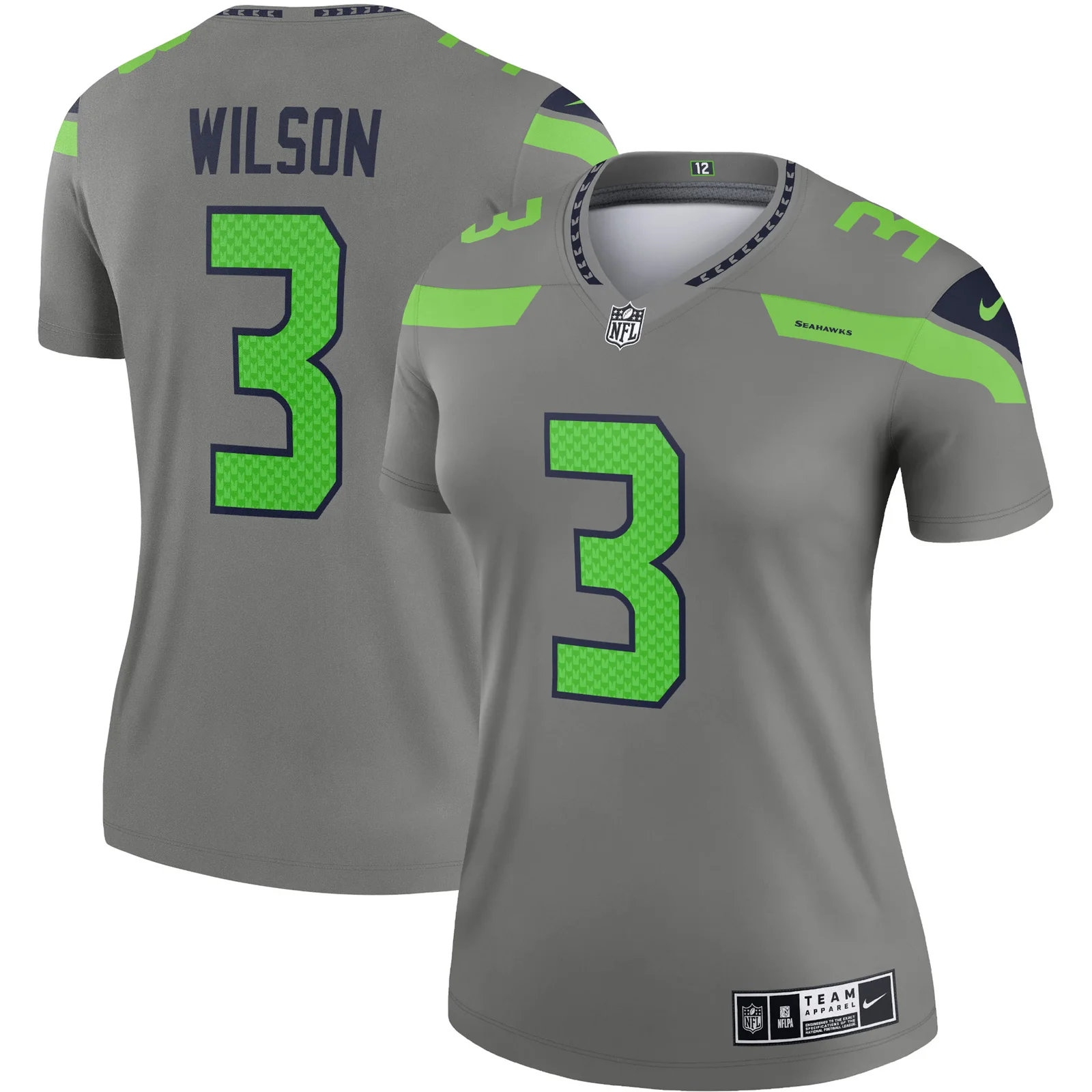 Russell Wilson Seattle Seahawks Woman's Inverted Legend Jersey - Gray -