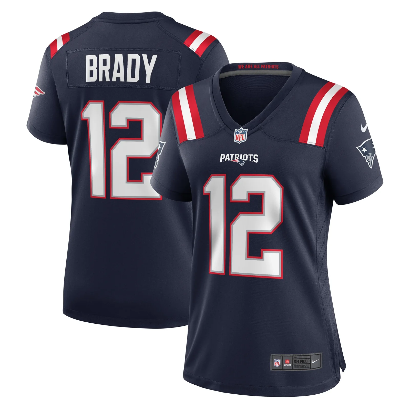 Tom Brady New England Patriots Woman's Retired Game Jersey - Navy -
