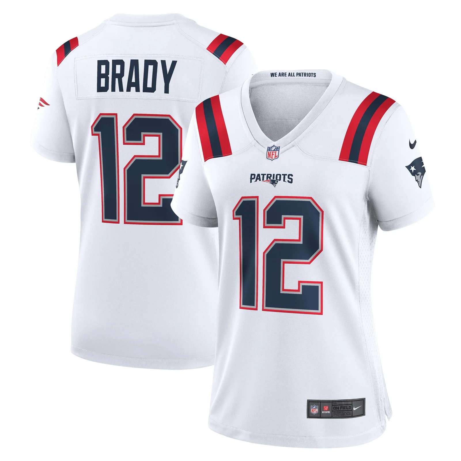 Tom Brady New England Patriots Woman's Retired Game Jersey - White -