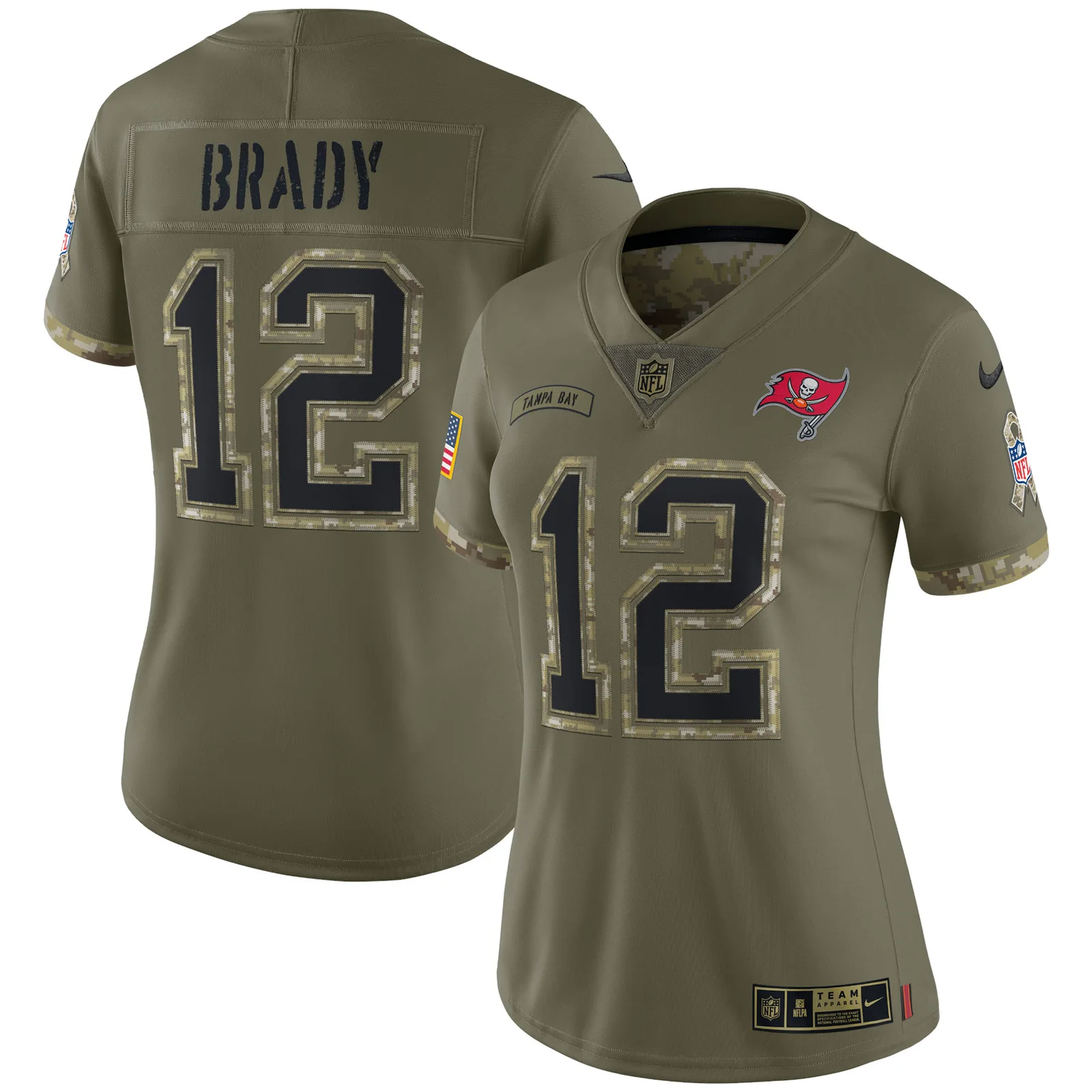 Tom Brady Tampa Bay Buccaneers Woman's 2022 Salute To Service Limited Jersey - Olive -