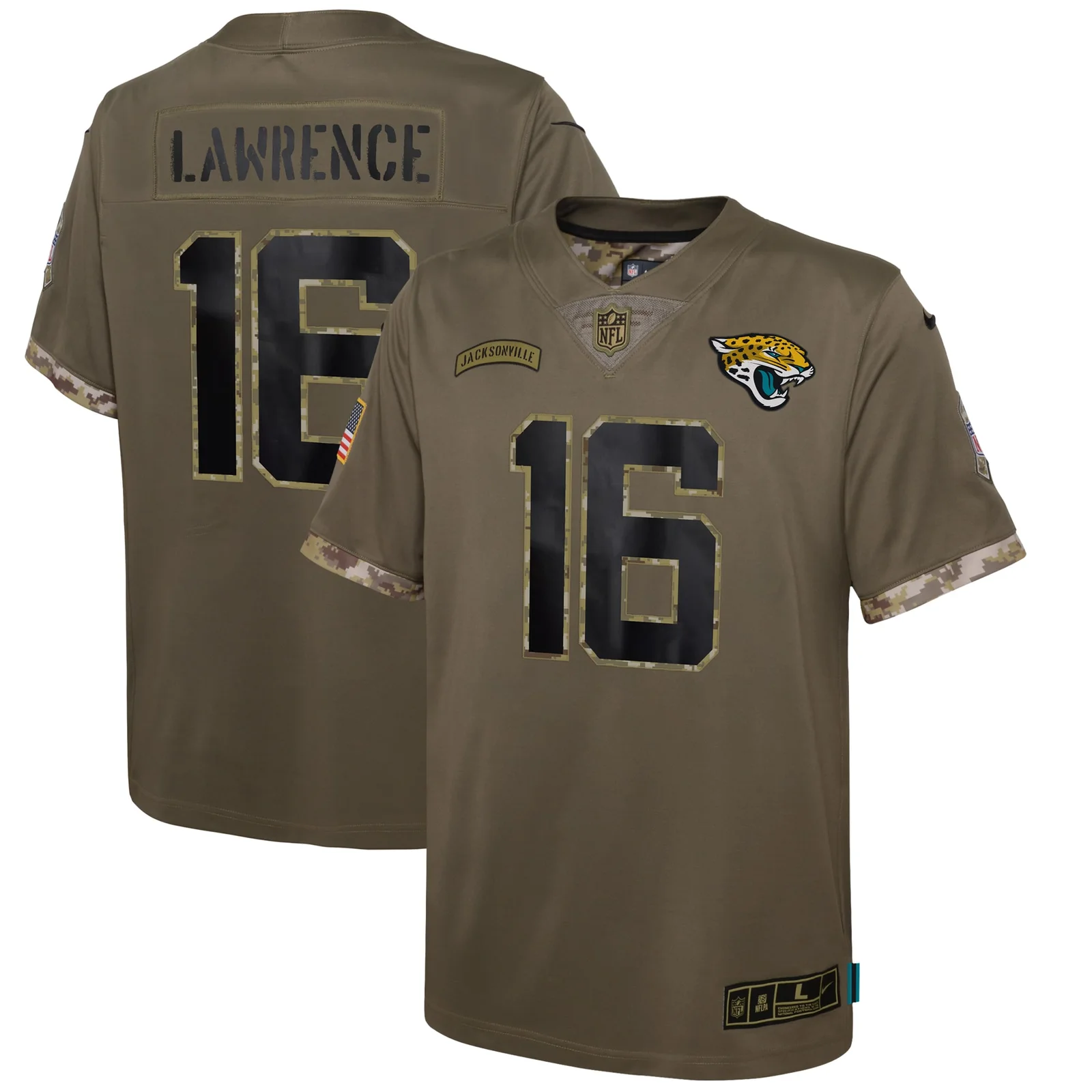 Trevor Lawrence Jacksonville Jaguars Youth 2022 Salute To Service Player Limited Jersey - Olive -