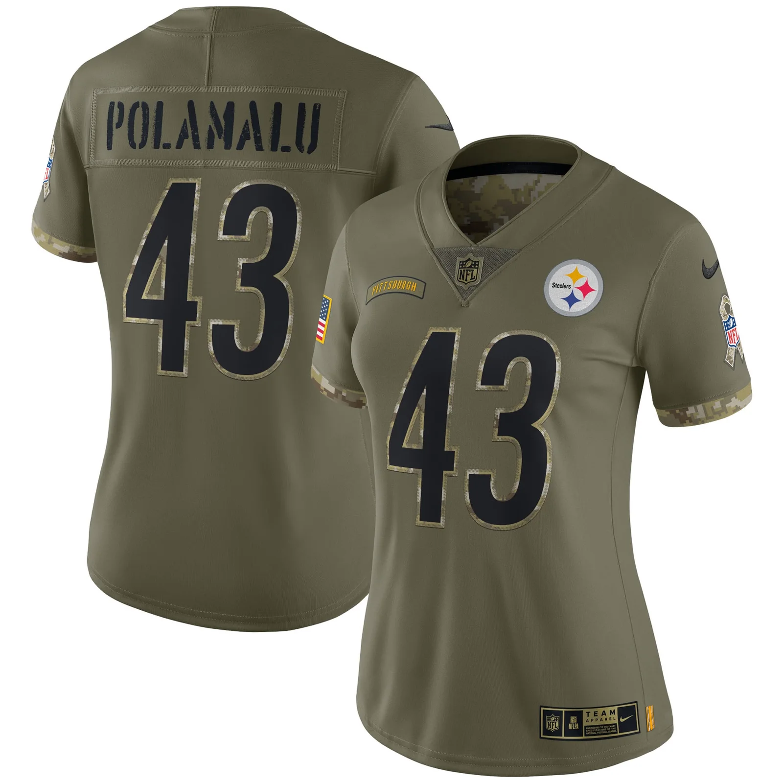 Troy Polamalu Pittsburgh Steelers Woman's 2022 Salute To Service Retired Player Limited Jersey - Olive -