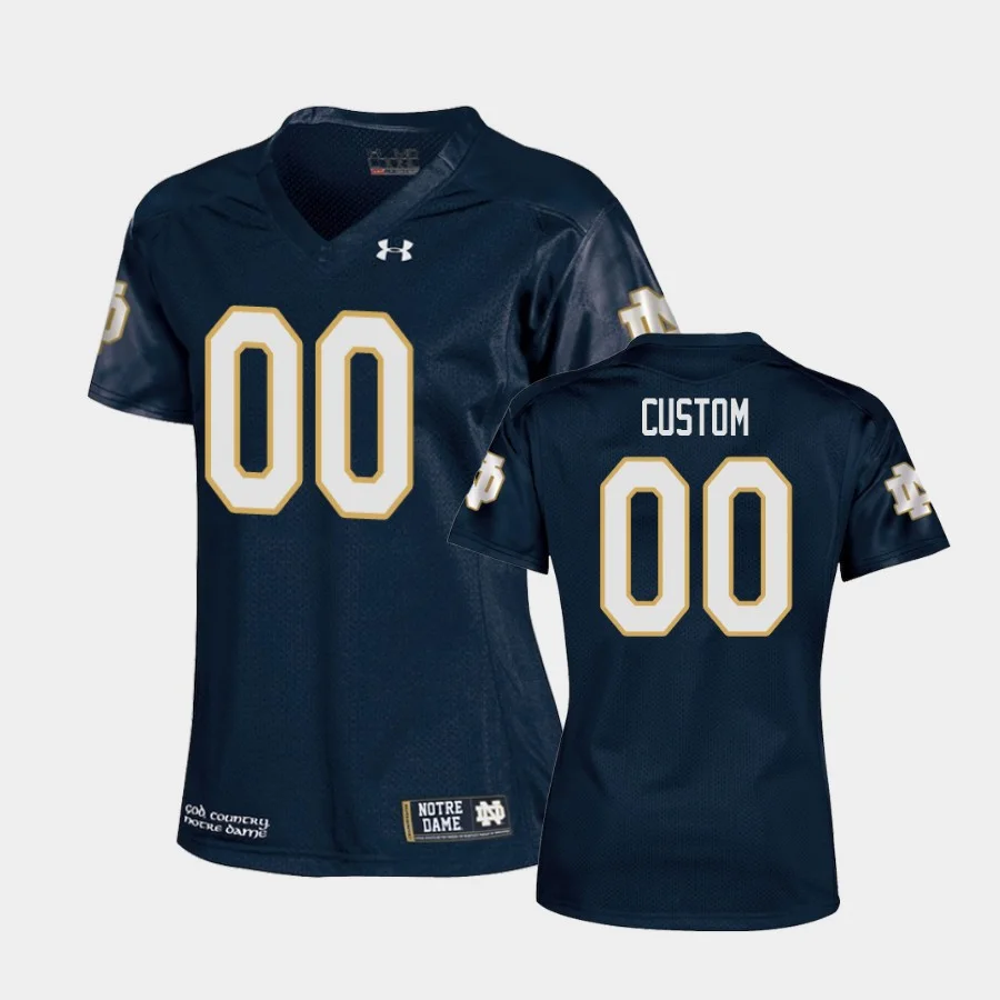 Woman's Notre Dame Fighting Irish Navy College Football Under Armour Custom Jersey -
