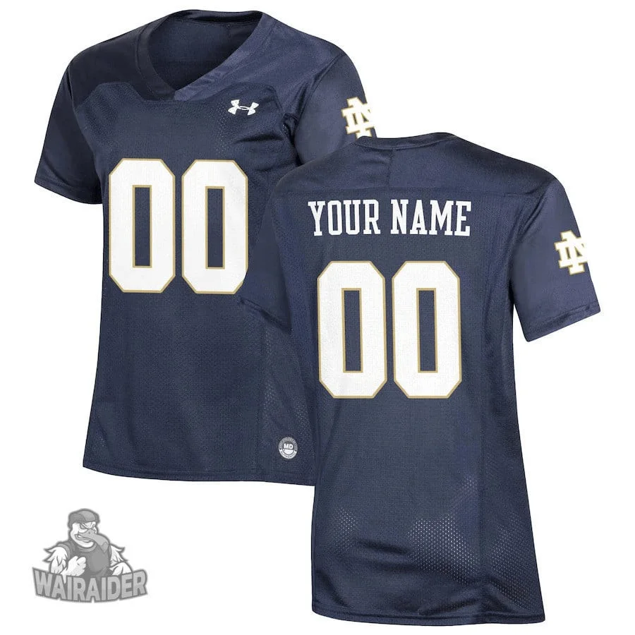Woman's Notre Dame Fighting Irish Navy Custom Jersey, Notre Dame Football Jersey Custom -