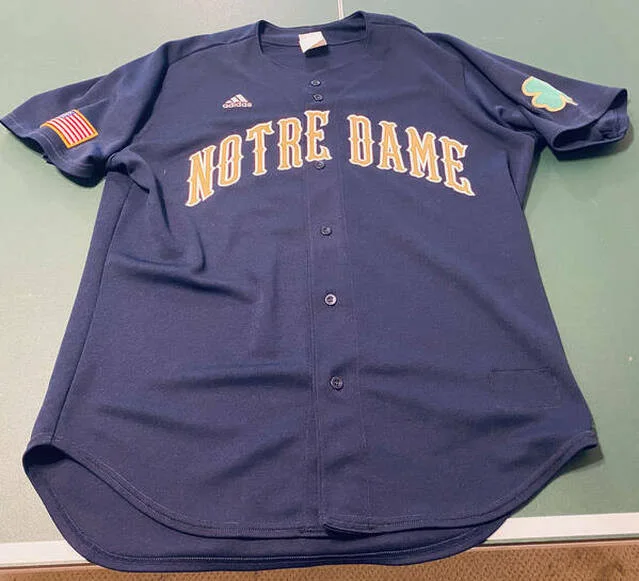 Youth's Custom Notre Dame Fighting Irish Game Worn Baseball Jersey -
