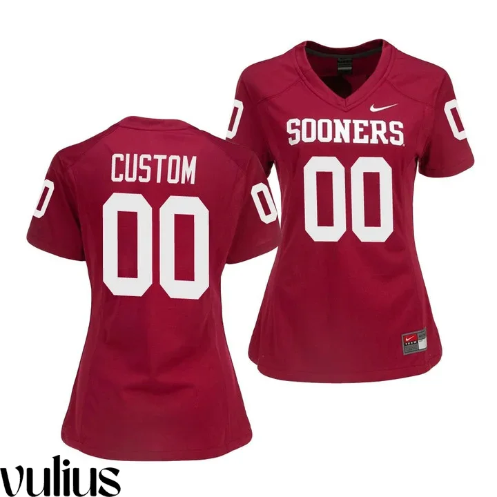 Oklahoma Sooners Custom Jersey, Red Woman's, Crimson College Football Game Jersey -