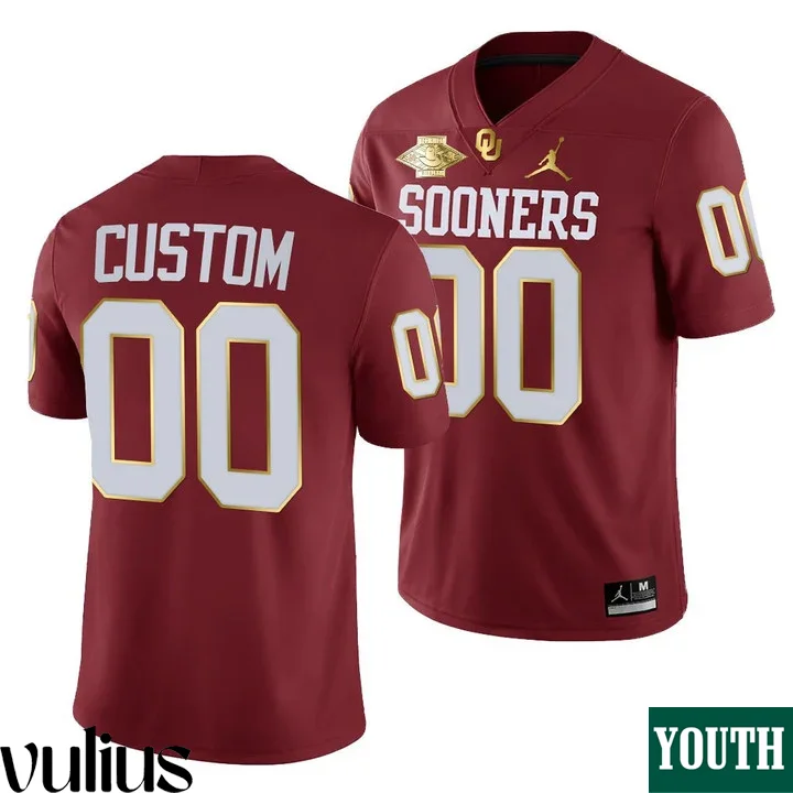 Oklahoma Sooners Custom Jersey, Red Youth's, 2021 Red River Showdown Golden Edition Jersey -