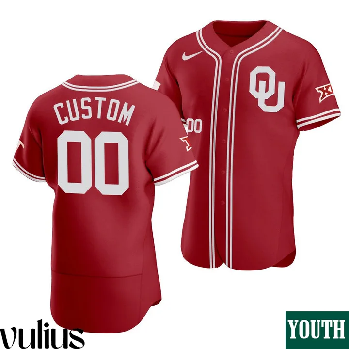 Oklahoma Sooners Custom Jersey, Red Youth's, 2021 Vapor Prime Red College Baseball Jersey -