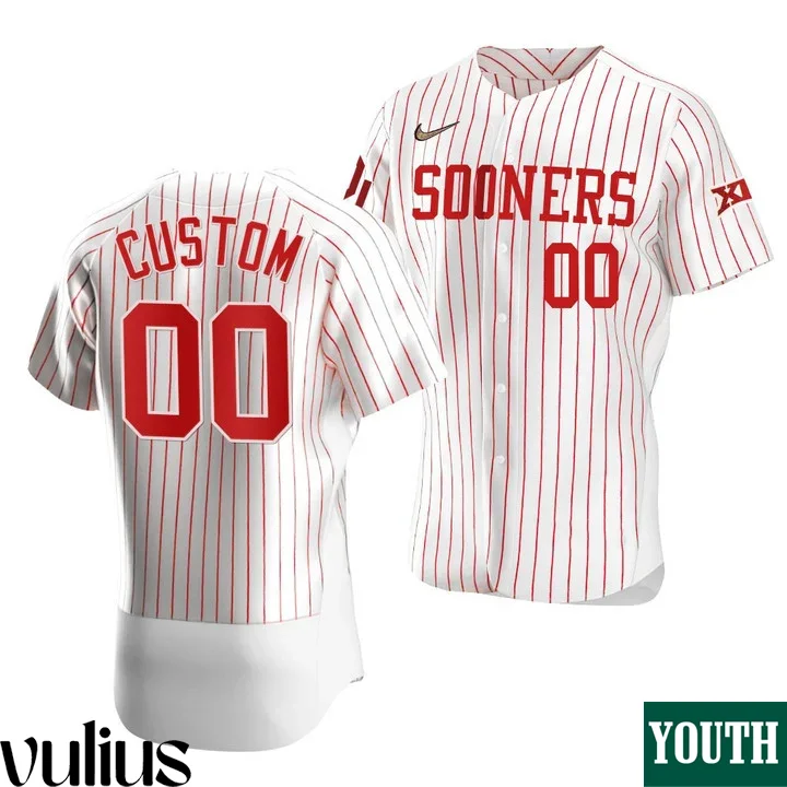 Oklahoma Sooners Custom Jersey, White Youth's, 2021 Vapor Prime College Baseball Jersey -
