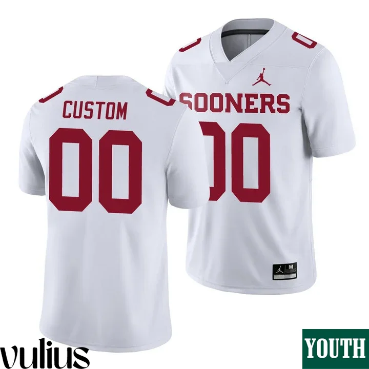 Oklahoma Sooners Custom Jersey, White Youth's, Game Football Jersey -