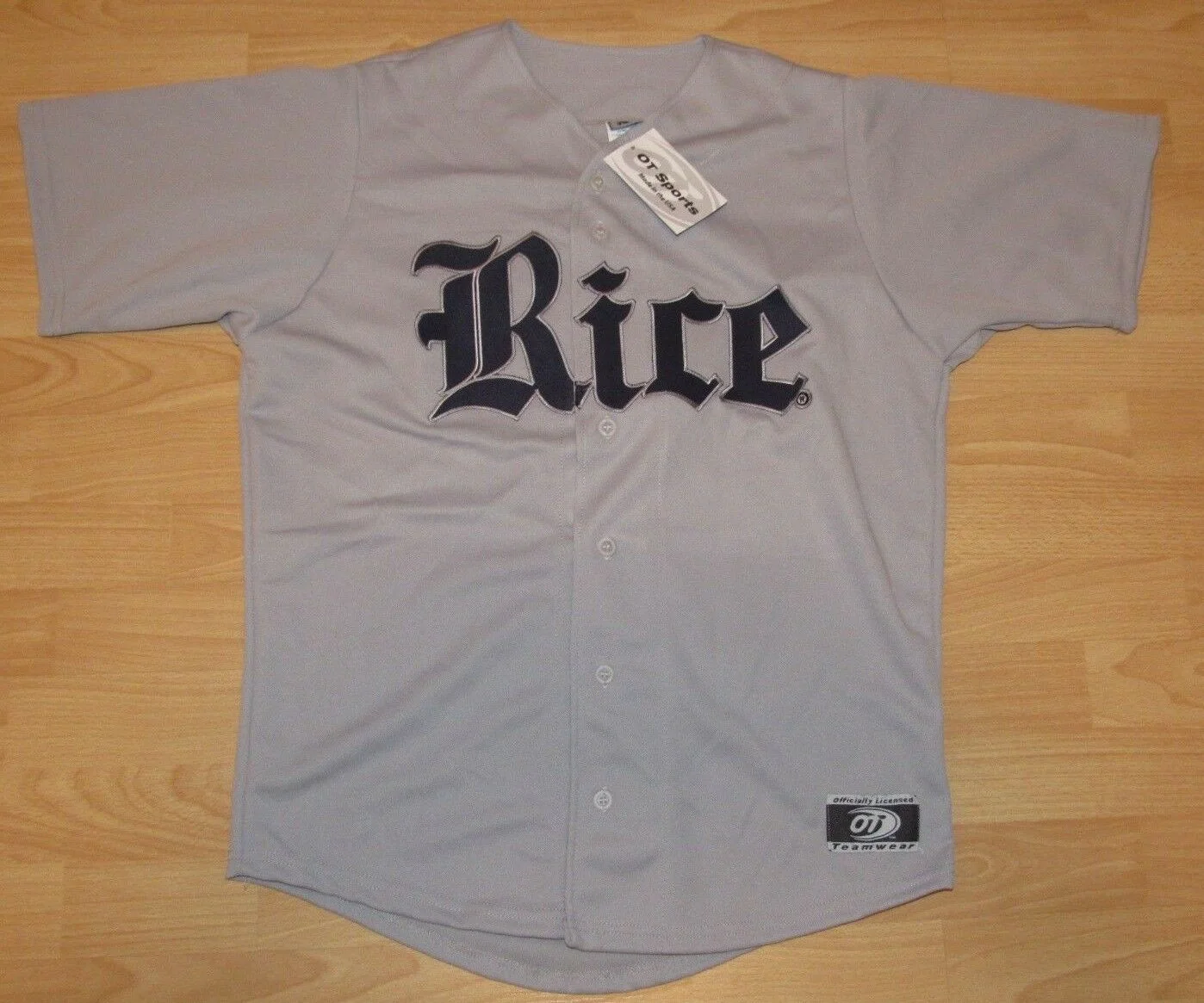 Youth's Custom Rice Owls Away Grey Fully Stitched Button Down Baseball Jersey -
