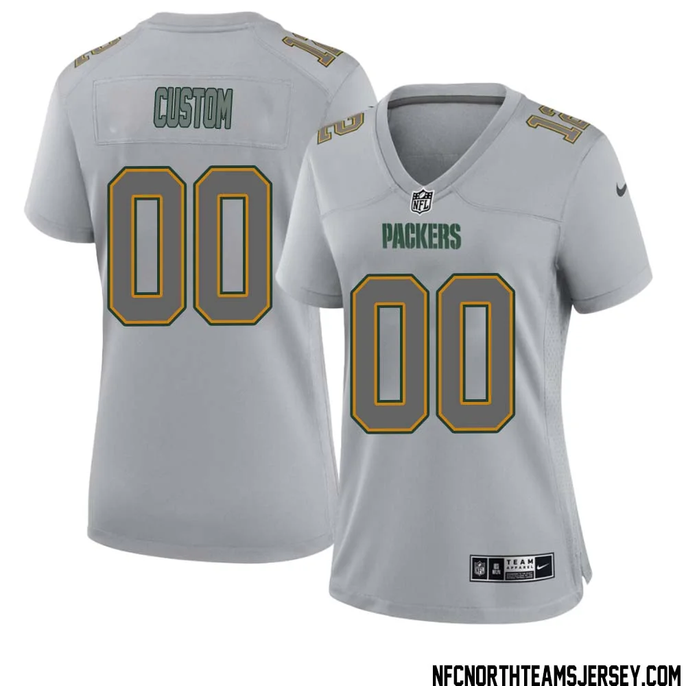 Custom Woman Green Bay Packers Atmosphere Jersey Grey -