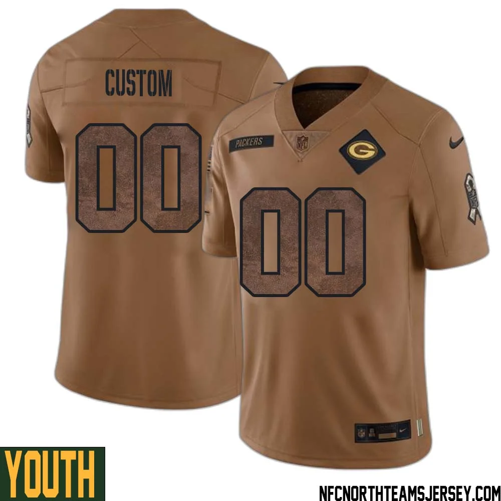 Custom Youth Green Bay Packers 2023 Salute To Service Jersey -