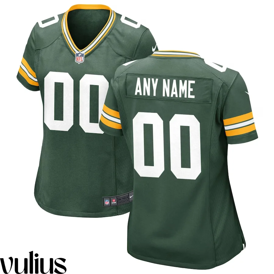 Packers Custom Jersey, Green Woman's, Home Game Custom Jersey -