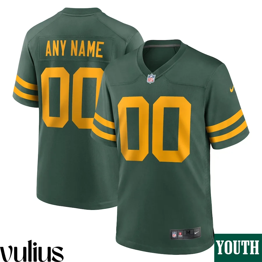 Packers Custom Jersey, Green Youth's, Alternate Game Custom Jersey -