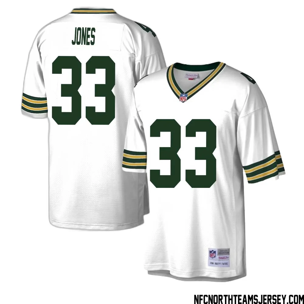 Aaron Jones No 33 Green Bay Packers Mitchell Ness Legacy Replica Jersey White 1 1