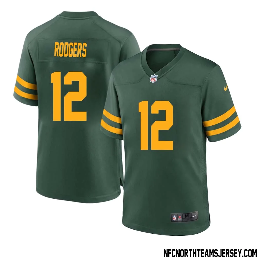 Aaron Rodgers No 12 Green Bay Packers Alternate Jersey Green Mens
