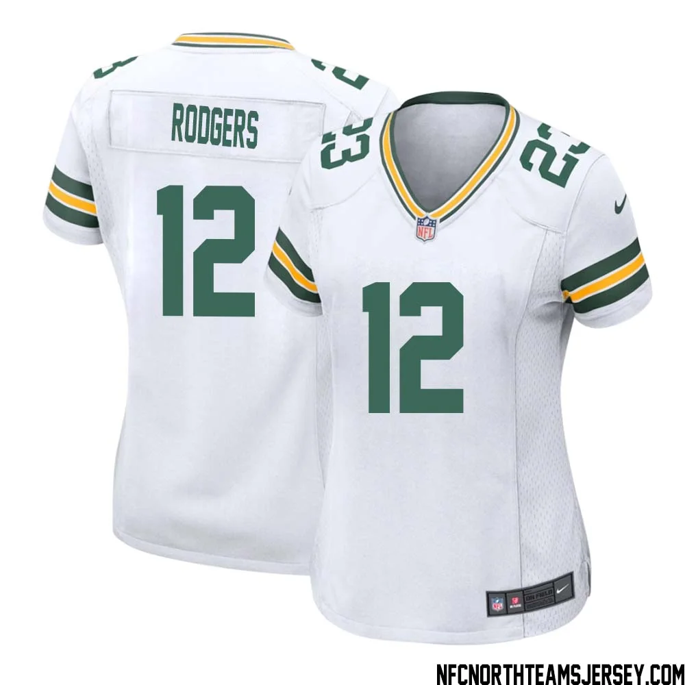 Aaron Rodgers No 12 Green Bay Packers Away Game Jersey Womens White