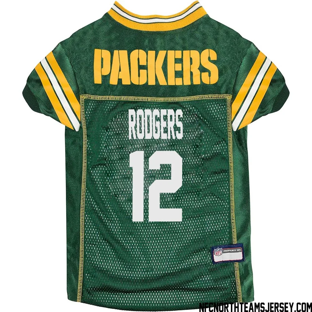 Aaron Rodgers No 12 Green Bay Packers Dog Jersey Green