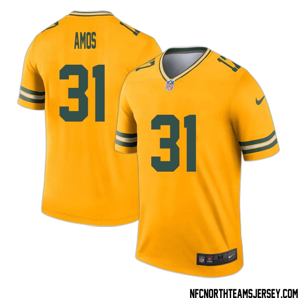 Adrian Amos No 31 Davante Adams Green Bay Packers Inverted Legend Jersey Gold 1