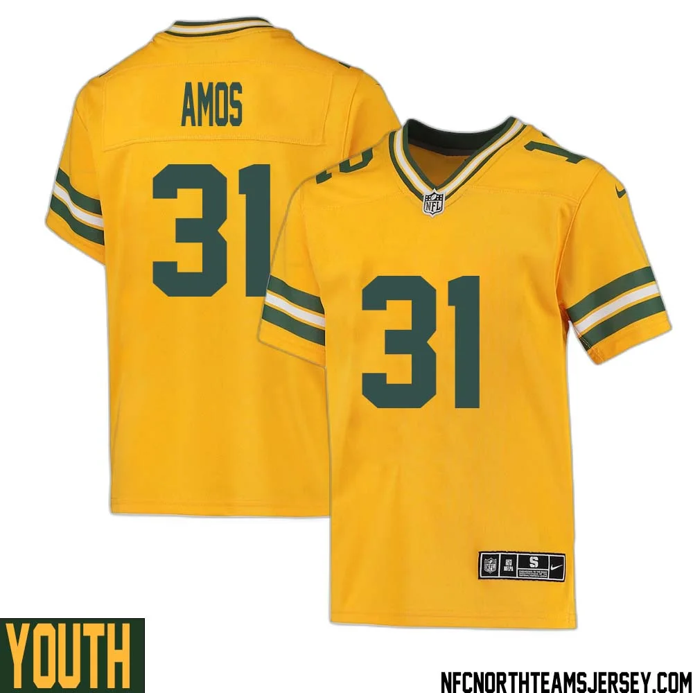 Adrian Amos No 31 Davante Adams Green Bay Packers Inverted Legend Jersey Gold Youth 1