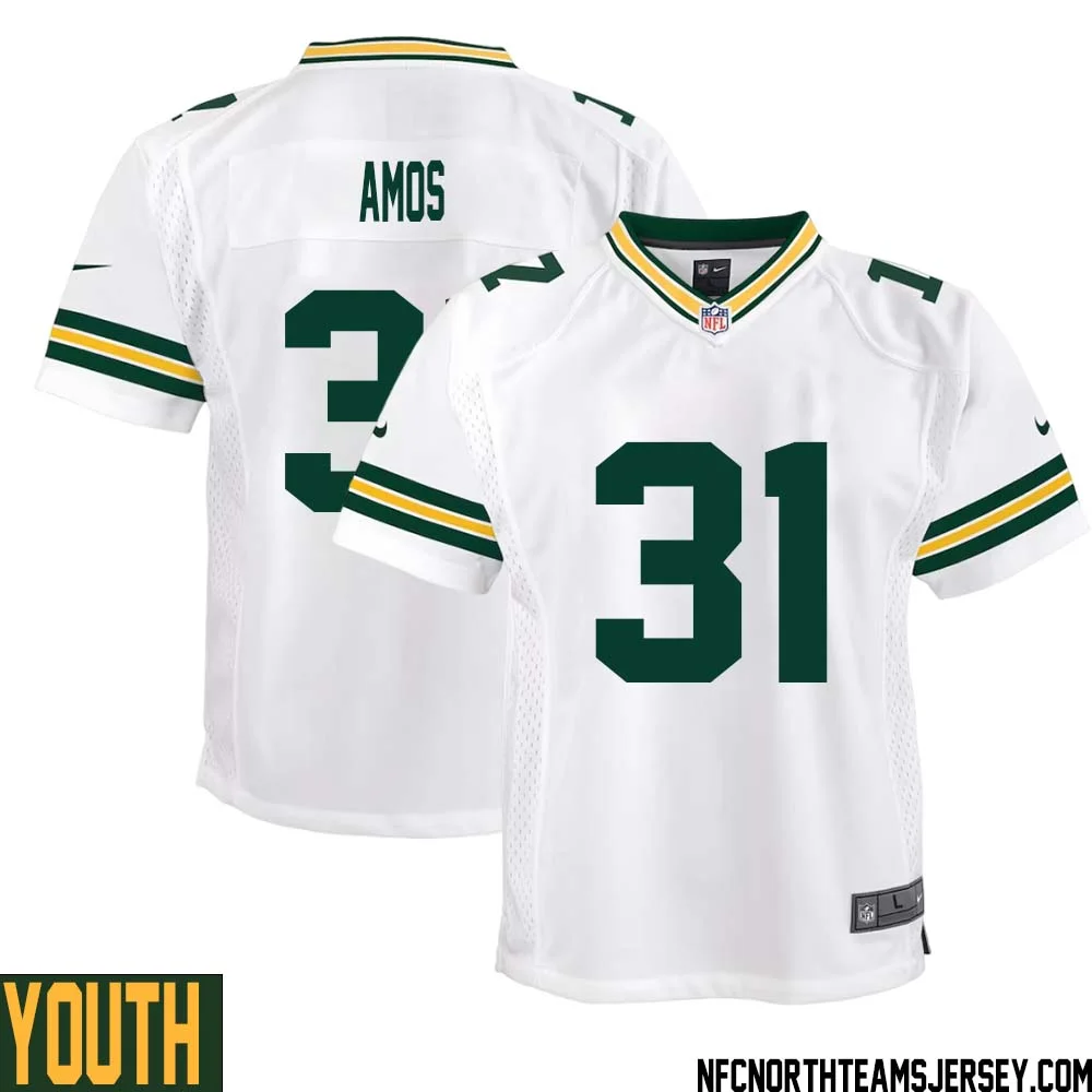 Adrian Amos No 31 Green Bay Packers Away Game Jersey Youth White 1