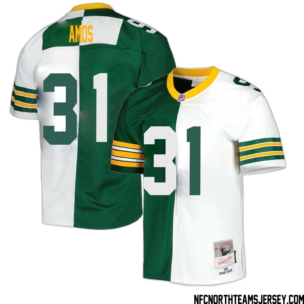 Adrian Amos No 31 Green Bay Packers Mitchell Ness 1996 Split Legacy Replica Jersey Green White