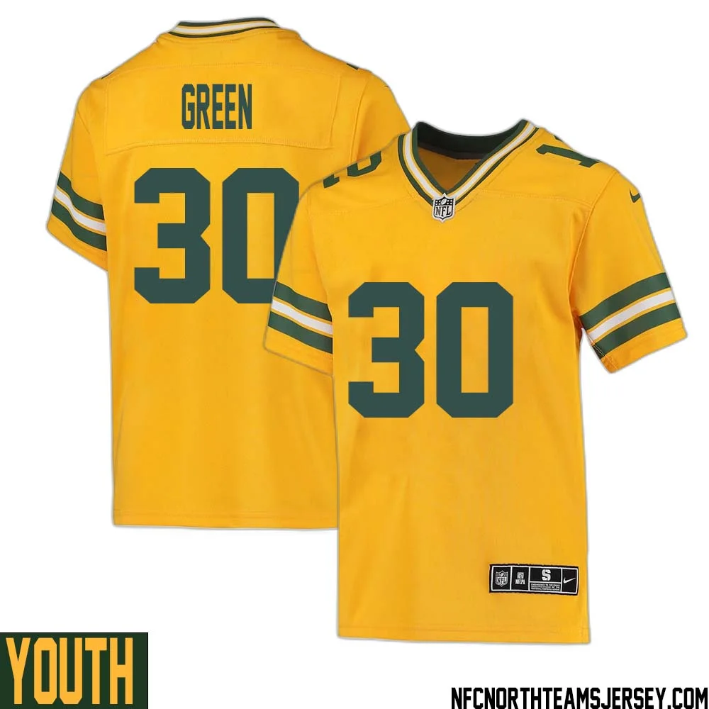 Ahman Green No 30 Davante Adams Green Bay Packers Inverted Legend Jersey Gold Youth 1