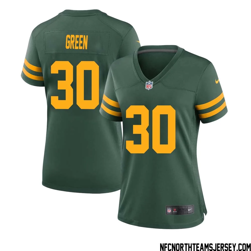 Ahman Green No 30 Green Bay Packers Alternate Jersey Green Womens