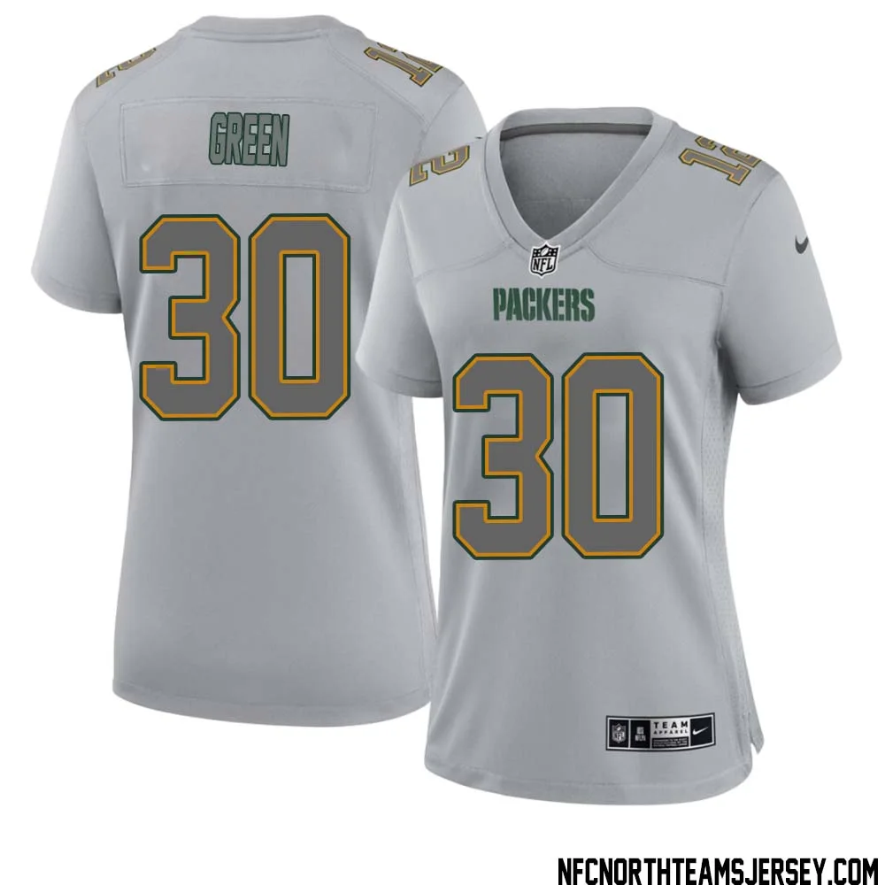 Ahman Green No 30 Green Bay Packers Atmosphere Jersey Grey Womens
