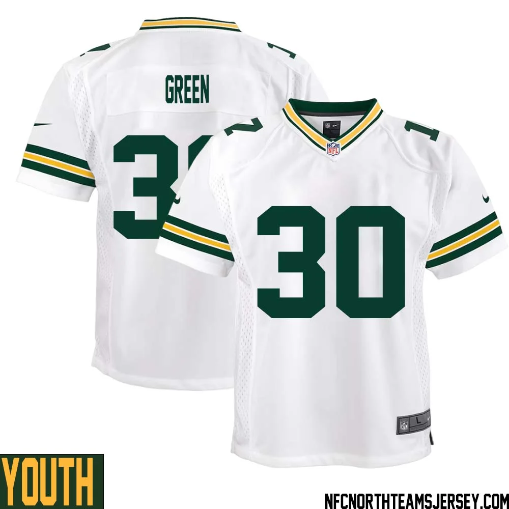 Ahman Green No 30 Green Bay Packers Away Game Jersey Youth White 1