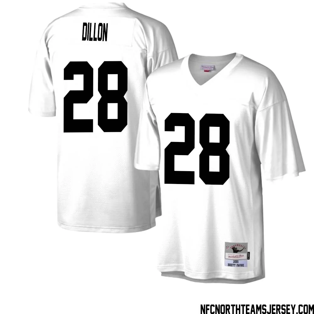 AJ Dillon No 28 Green Bay Packers Mitchell Ness Legacy Replica Jersey White 2