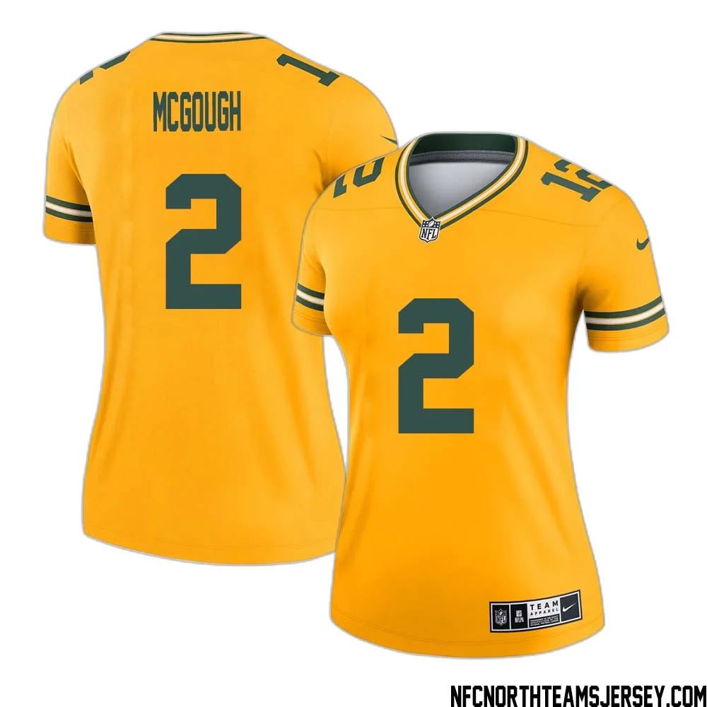 Alex McGough No 2 Davante Adams Green Bay Packers Inverted Legend Jersey Gold Women 1