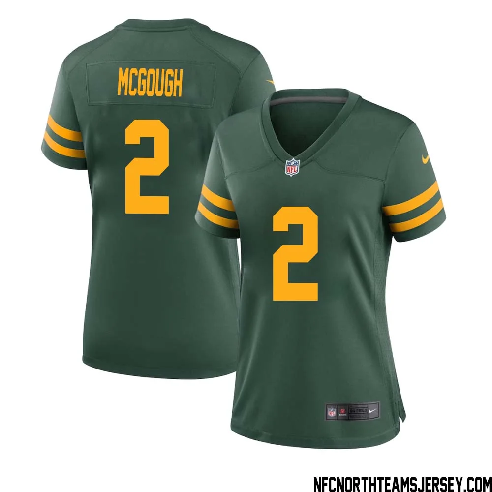 Alex McGough No 2 Green Bay Packers Alternate Jersey Green Womens 1